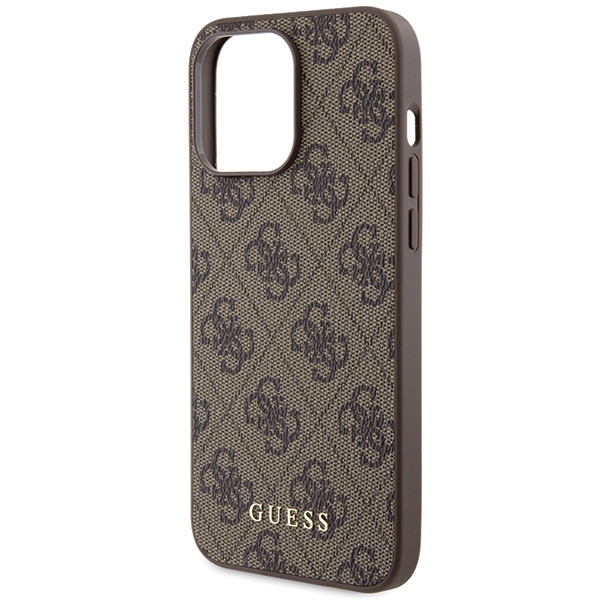 iPhone 15 Pro Max Hybrid Hardcase Hülle Metal Gold Logo (GUHCP15XG4GFBR) - Braun