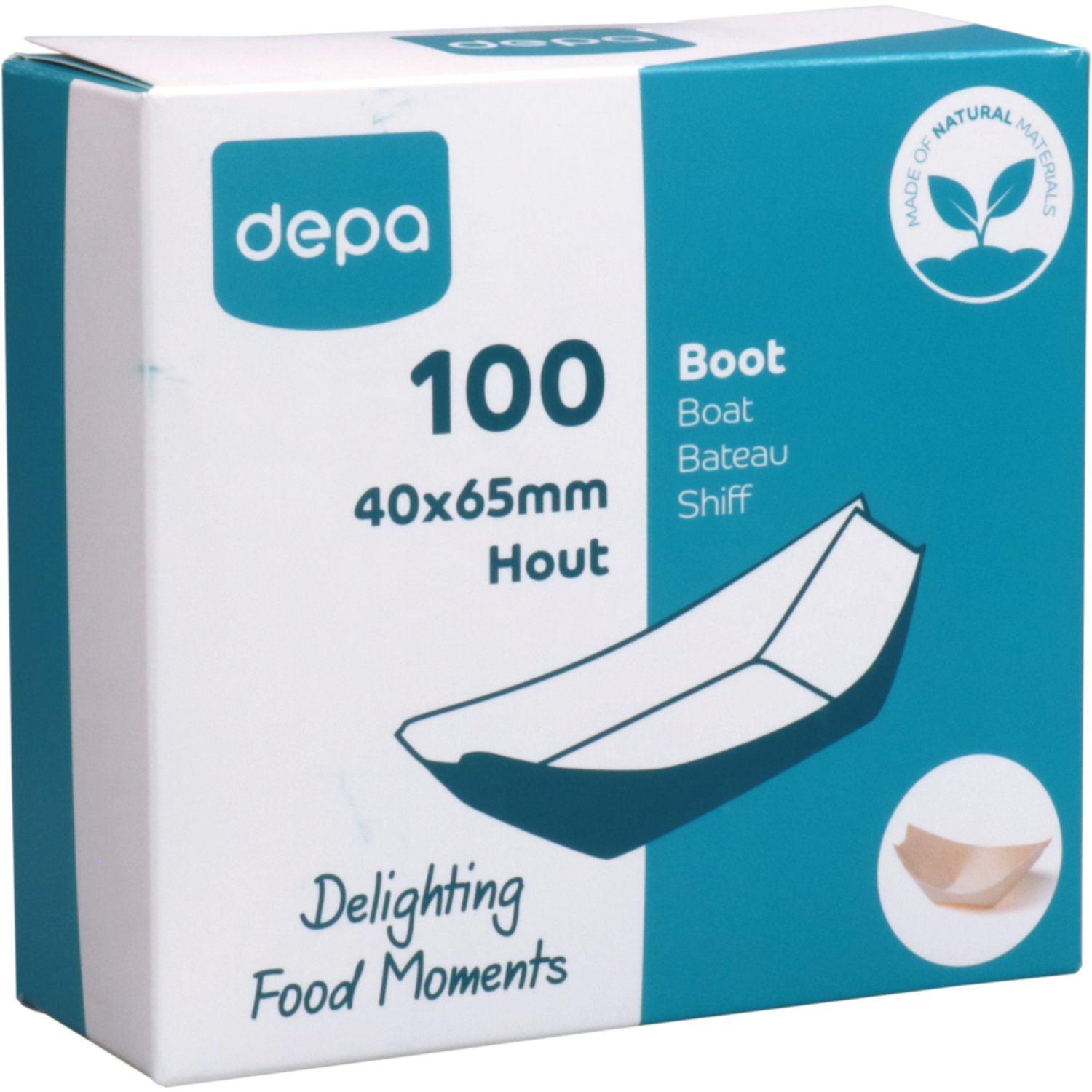 Depa Boot, 65x40mm, hout, naturel