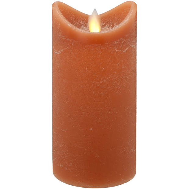 Blokker Rustieke LED Kaars - 7,5x15 cm - Cognac