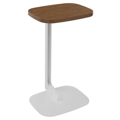 Gueridon ILO - L40xP30xH66cm - pieds blanc - finition noyer