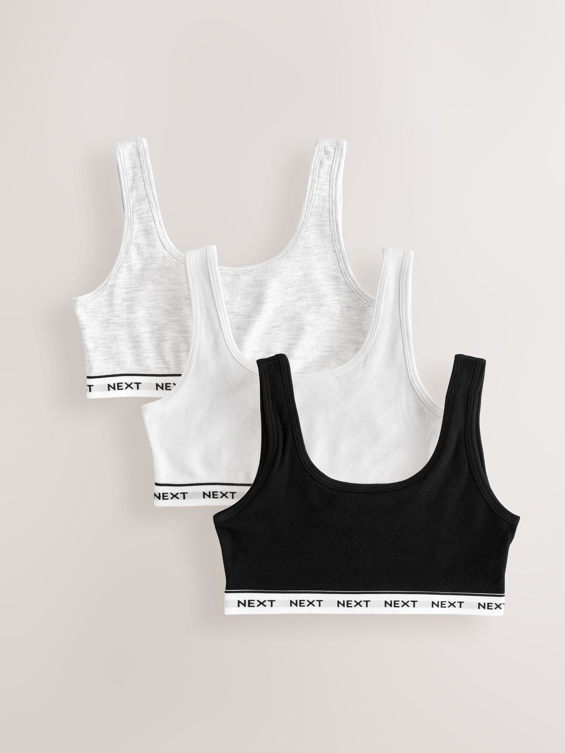 Zwart/wit/grijs - Set van 3 crop tops (5-16 jr)