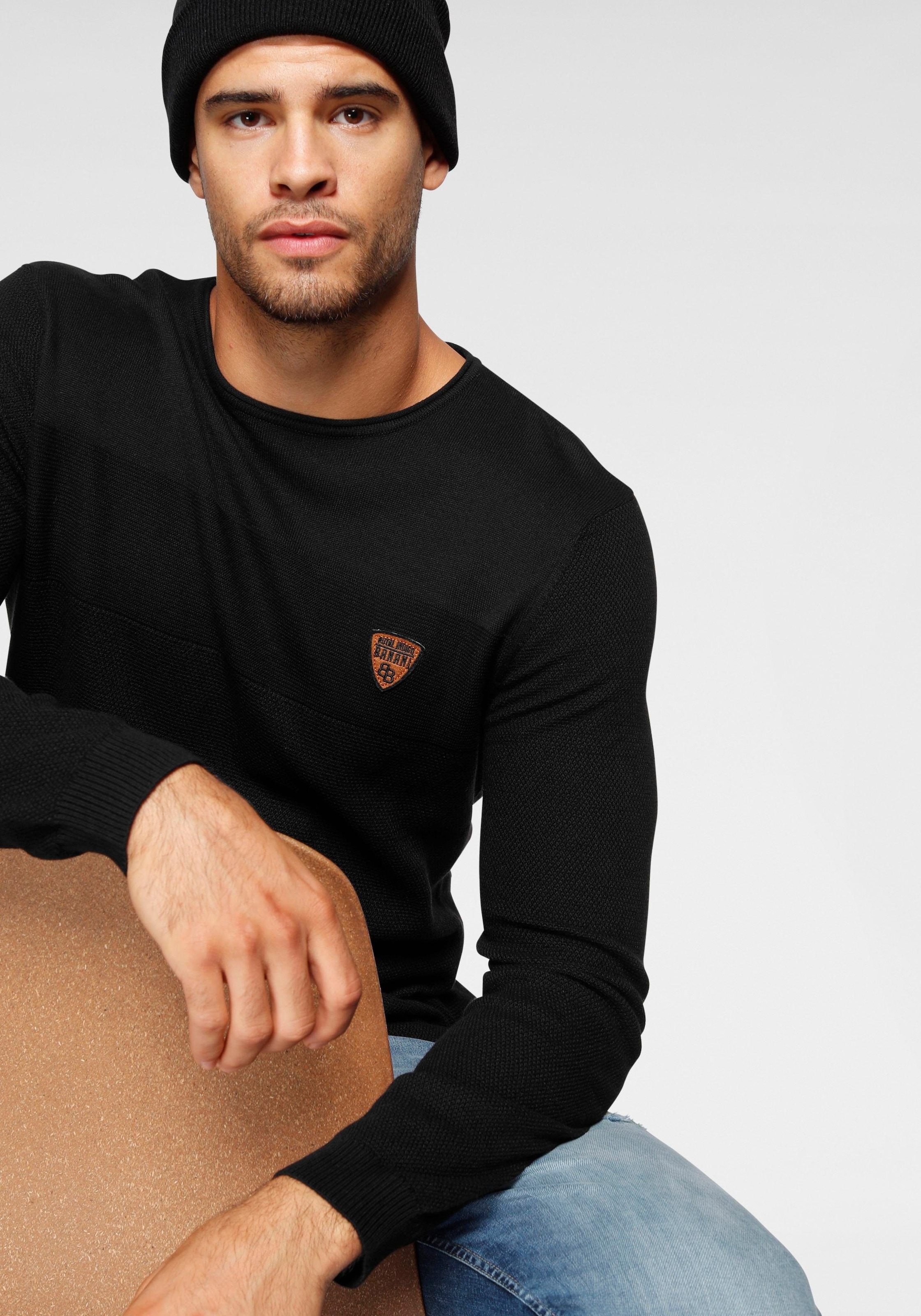Bruno Banani Rundhalspullover , in modischer Strickoptik