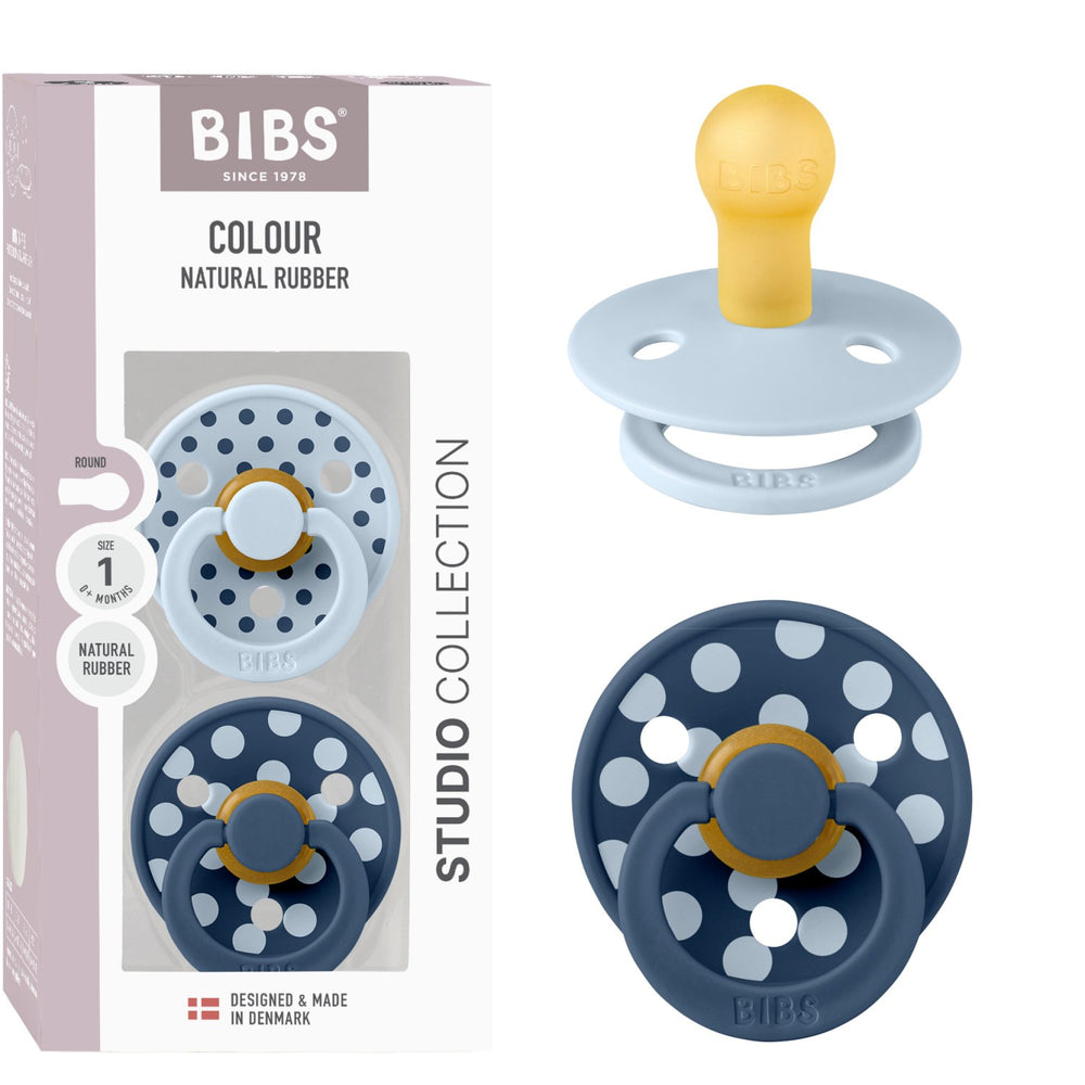 Køb Bibs Baby Blue/Steel Blue Sut Studio Colour 2-Pak Polka Latex