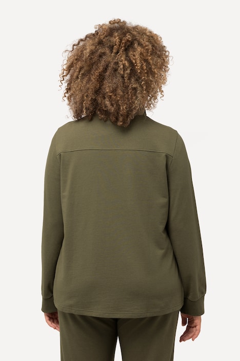 Sweatjacke, Stehkragen, Kängurutasche, hinten länger