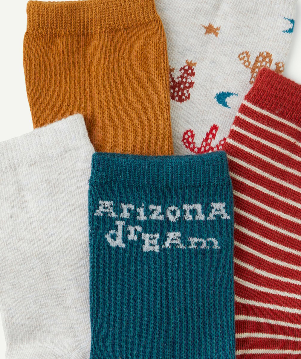 LOT DE 5 CHAUSSETTES HAUTES GARÇON THÈME ARIZONA AVEC CACTUS