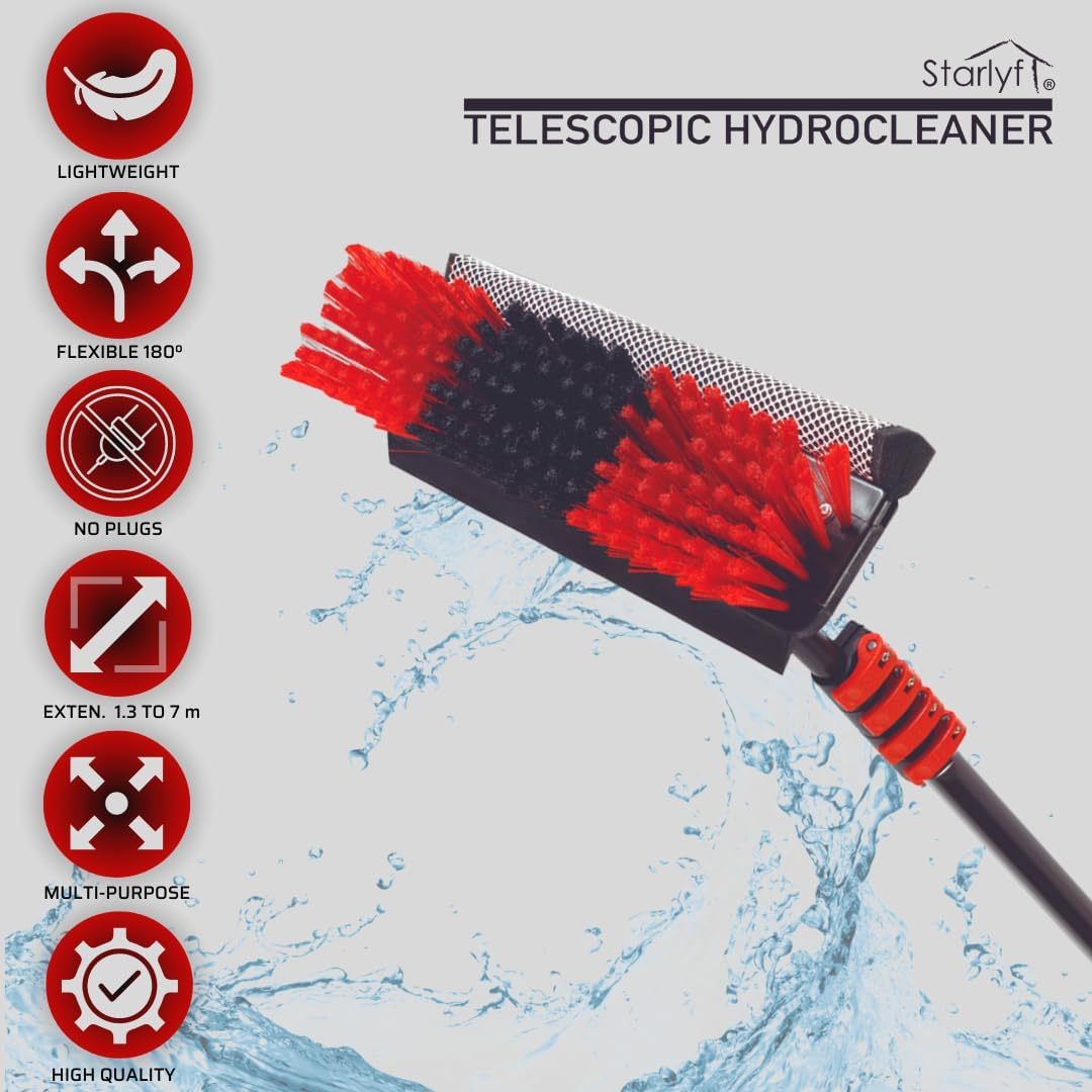(7m) Telescopic Hydrocleaner Waschbürste Outdoor Reinigungs Schrubber Wasser Bürste mit Gartenschlauch Anschluss (VHGSLCIND0444)