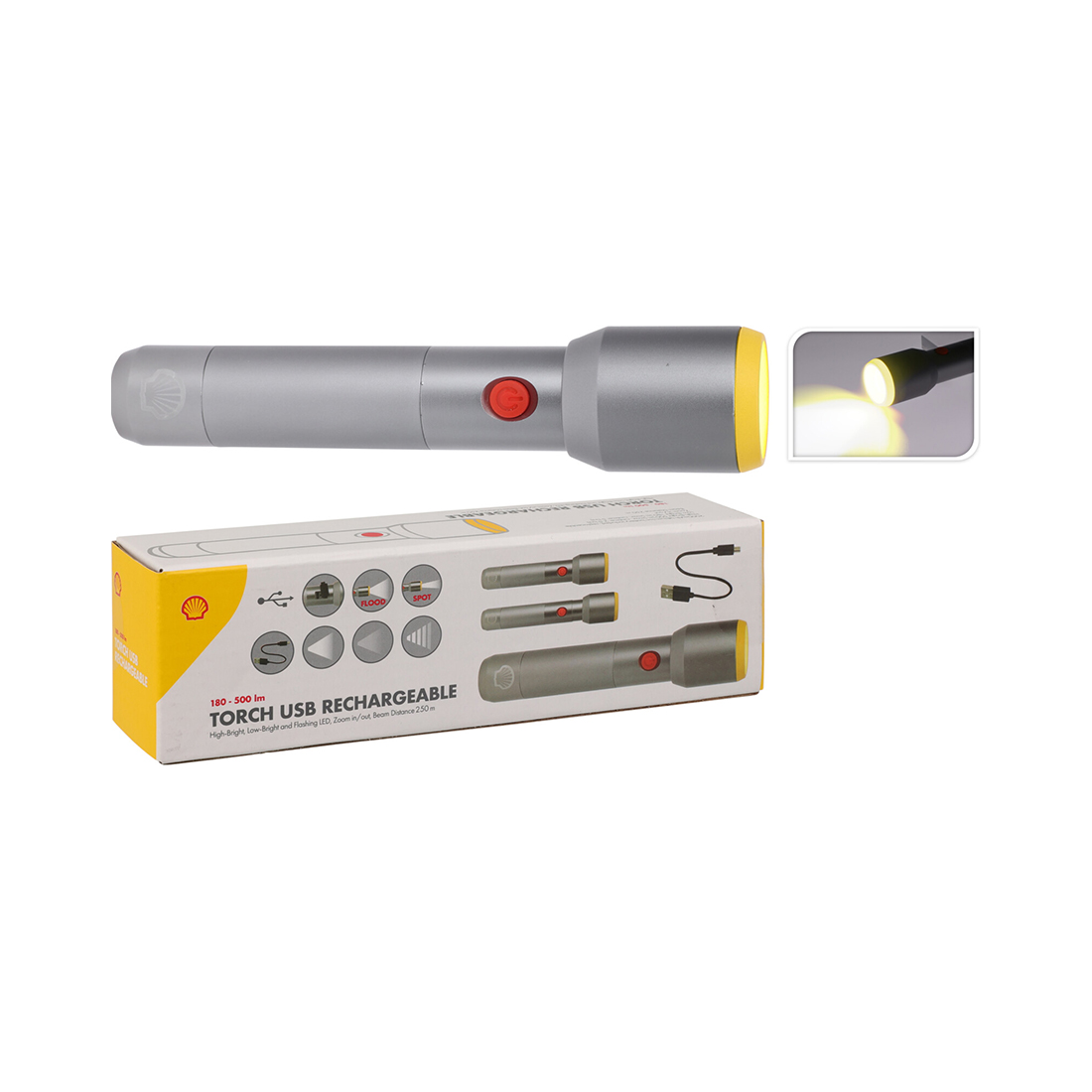 Shell Akku Taschenlampe 500lm