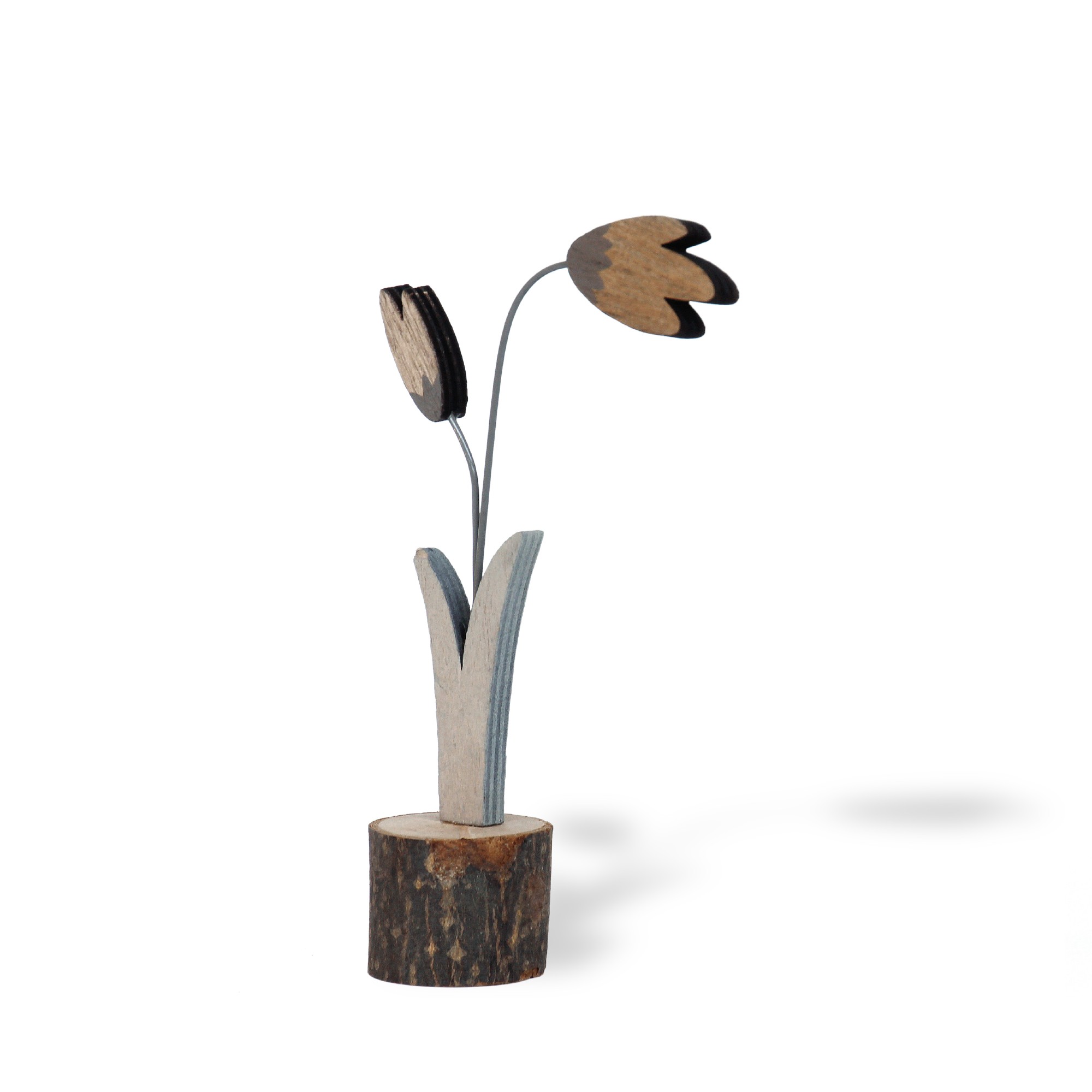Figur 'Tulpe' aus Holz, natur, grau, H 14 cm, B 8 cm, T 4 cm von fischer's lagerhaus