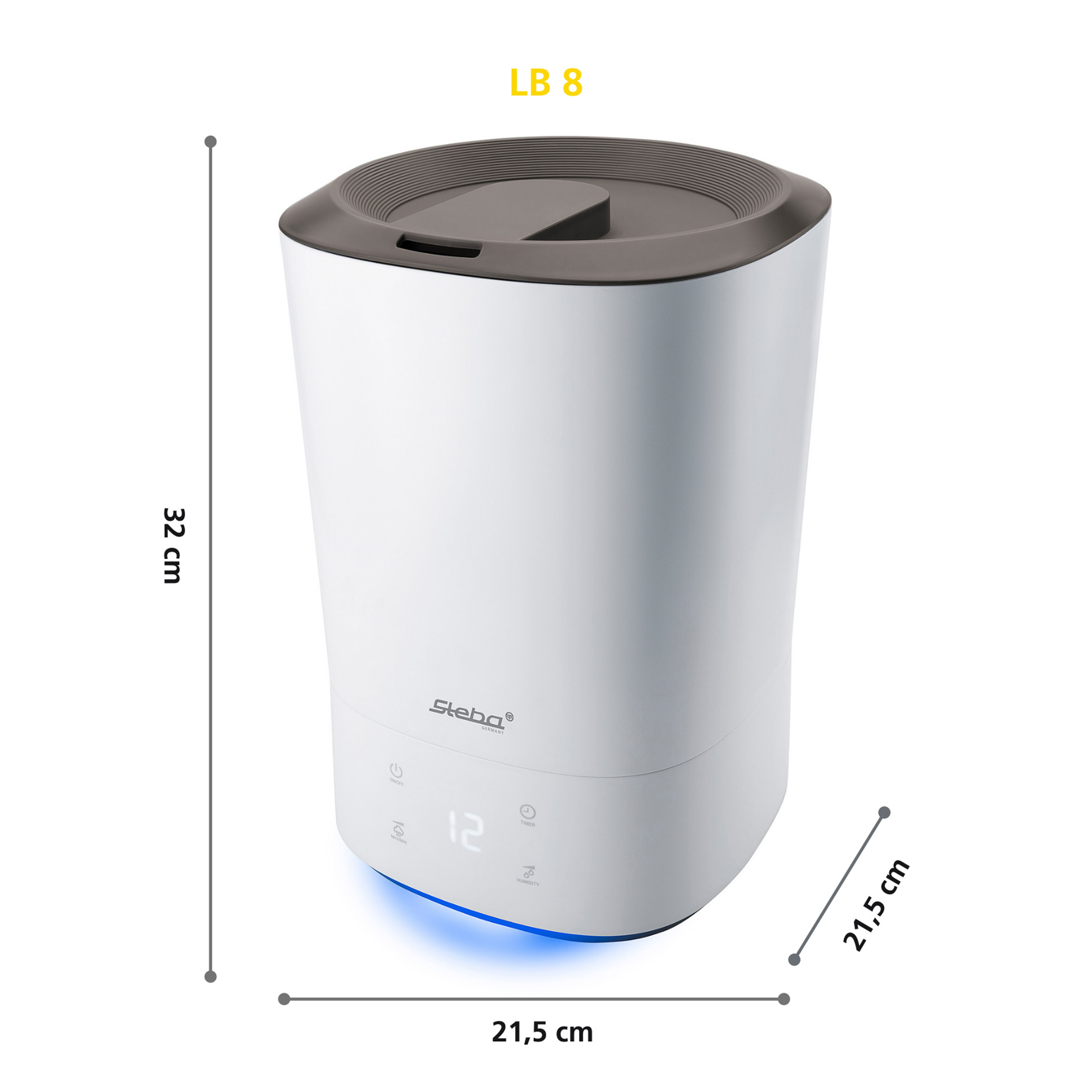 STEBA Luftbefeuchter LB 8 - weiß-grau - mit Timer - 5,5 Liter