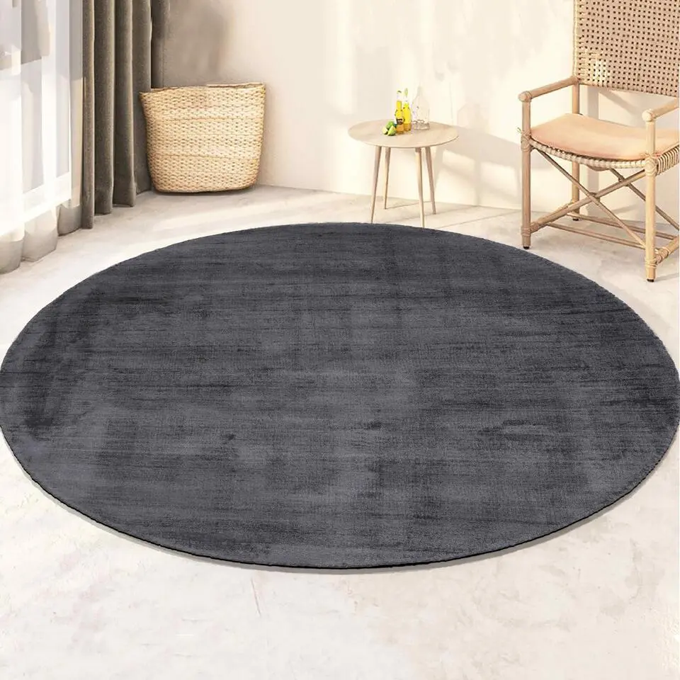 Dutch Lifestyle - Viscose - Vloerkleed - 115cm rond - Grijs