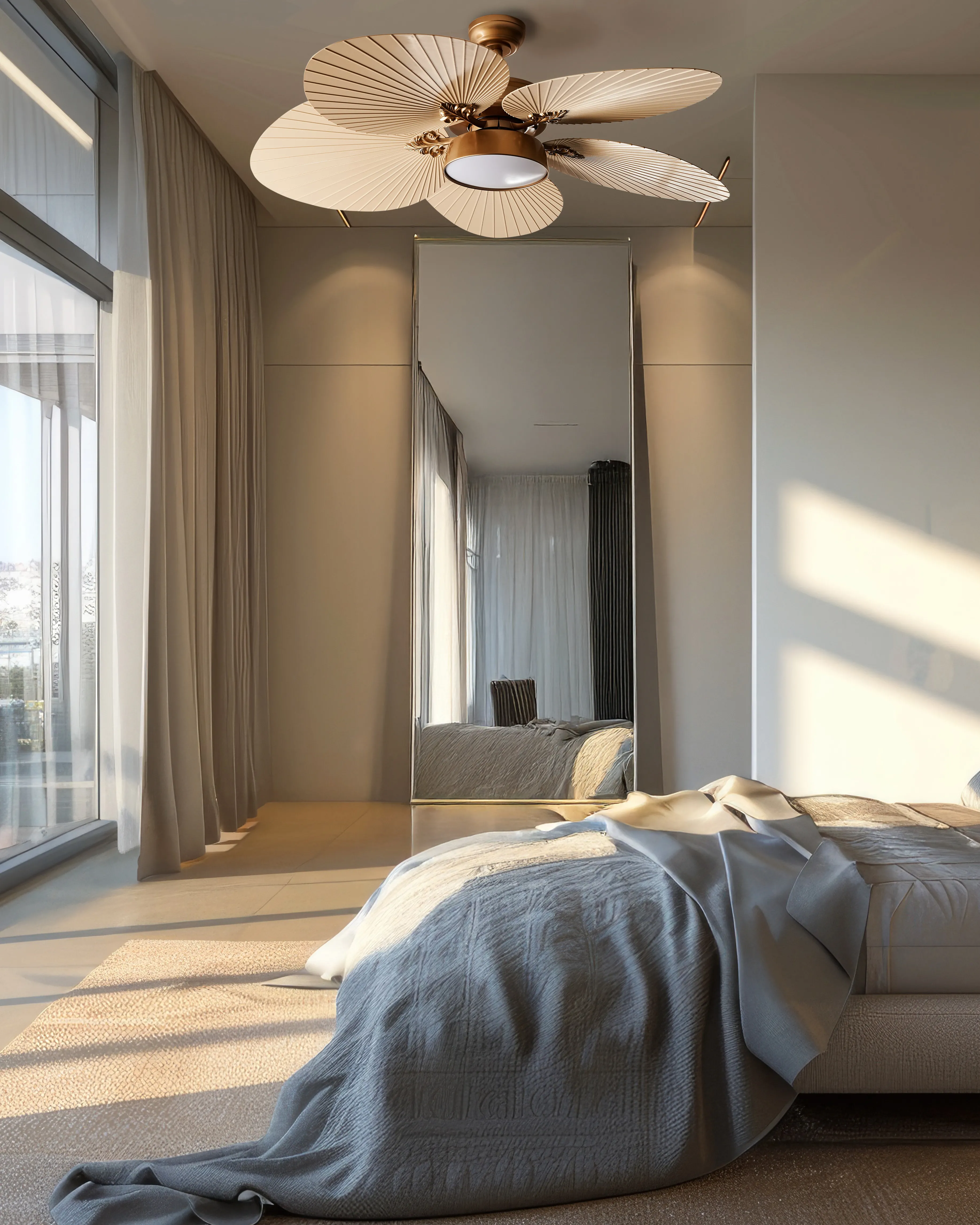 Plafondventilator met verlichting BORMEJO met afstandsbediening LED Goud