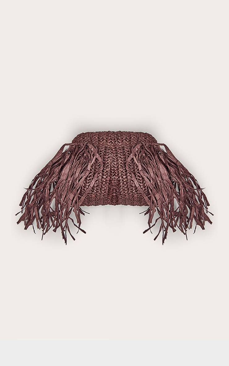 Chocolat Pochette Décontractée En Raphia À Franges