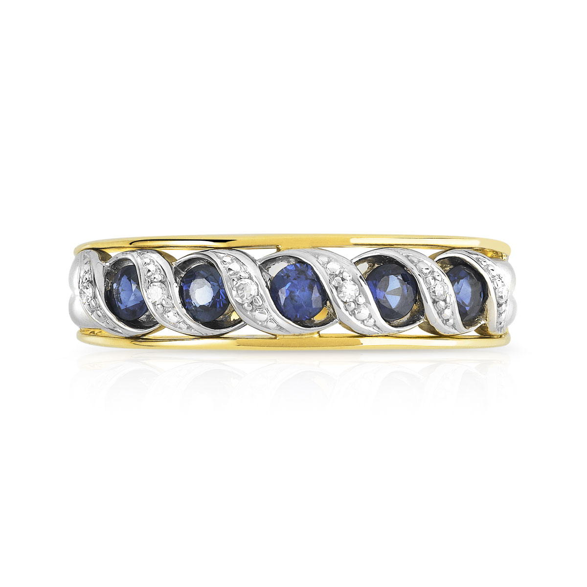Bague 2 ors 375 saphirs et diamants