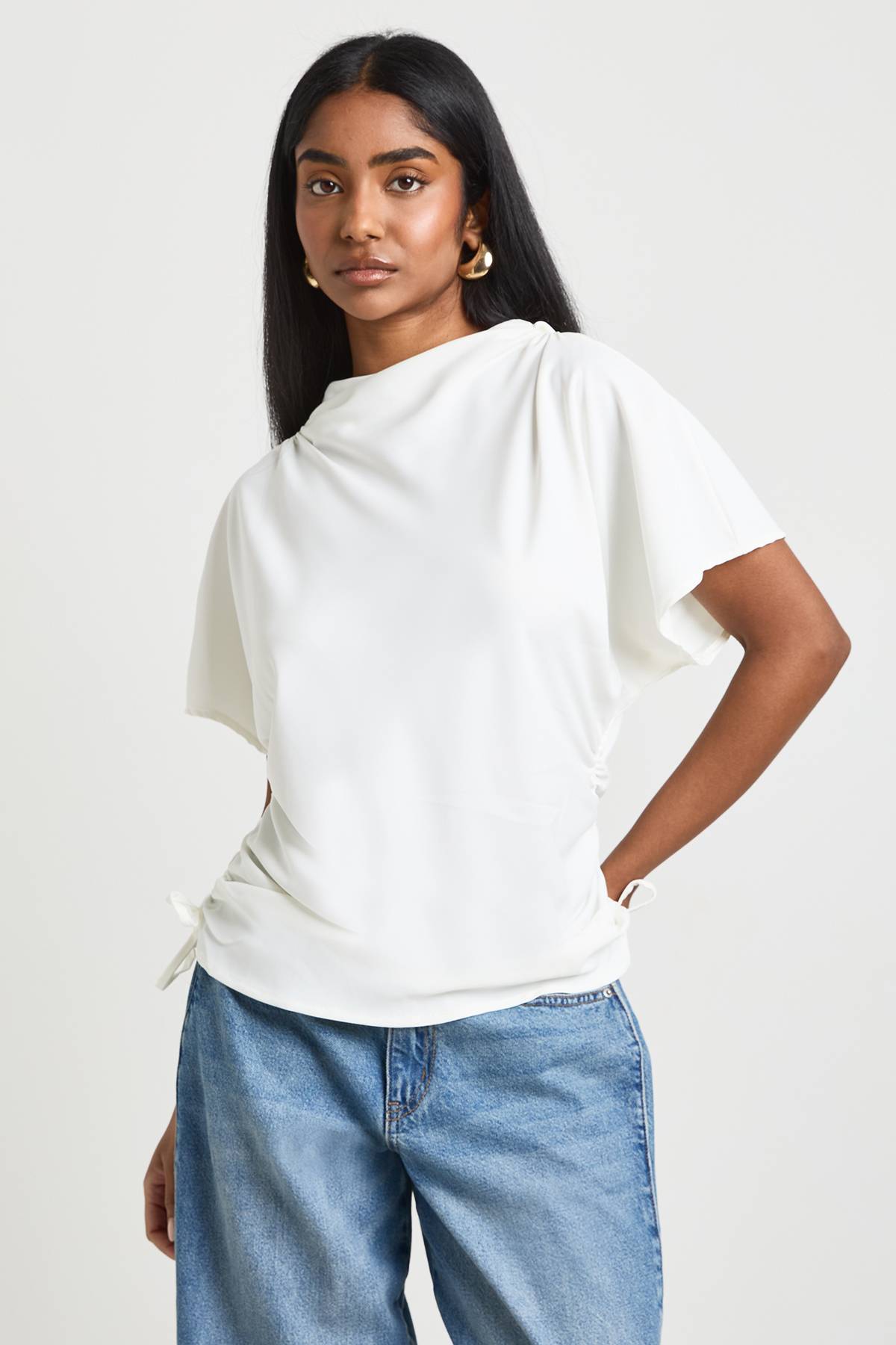 boohoo Haut Ample À Fronces Latérales