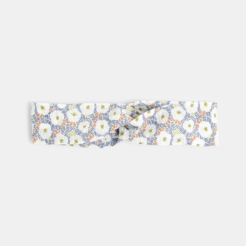 Headband en seersucker fleuri bébé fille Gris ou noir
