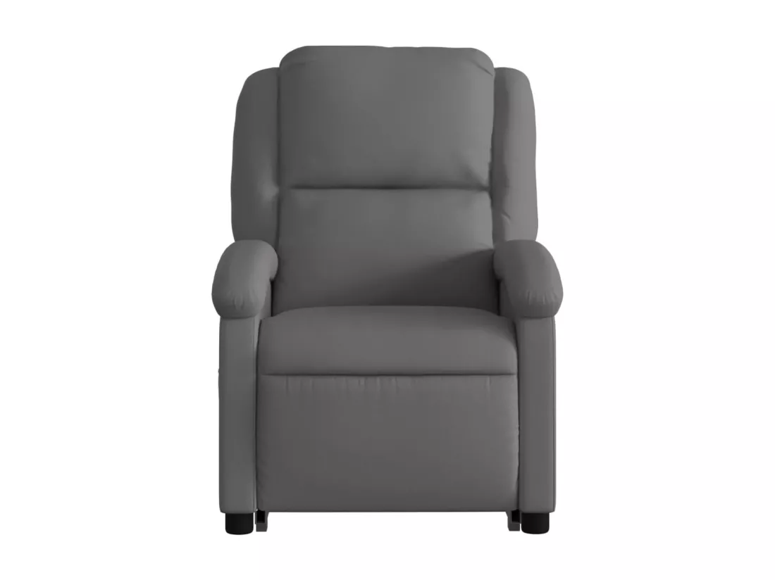 Fauteuil inclinable massant gris cuir véritable