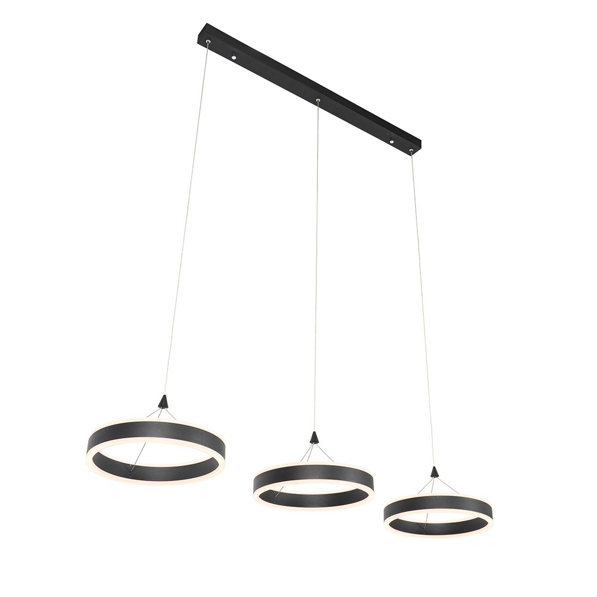 Hanglamp zwart langwerpig incl. LED 3-staps dimbaar 3-lichts - Lyani