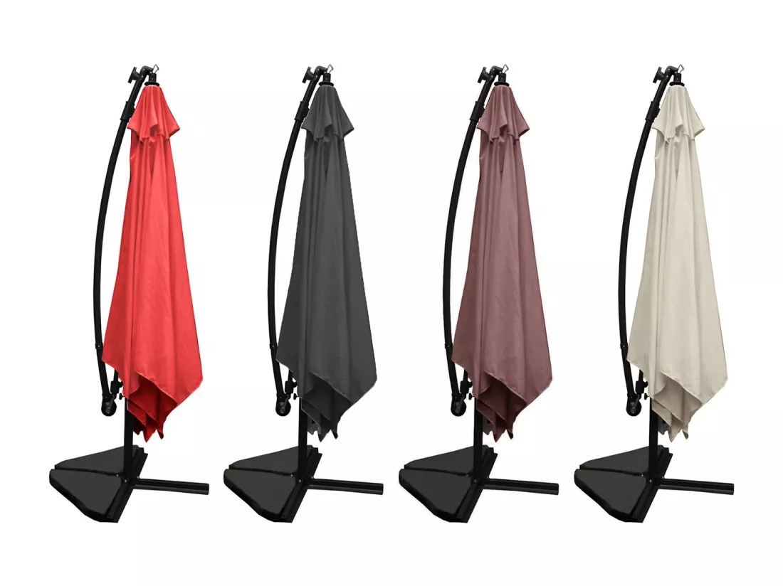 Parasol LED déporté carré 3x3m terracotta SOLENZARA NEON