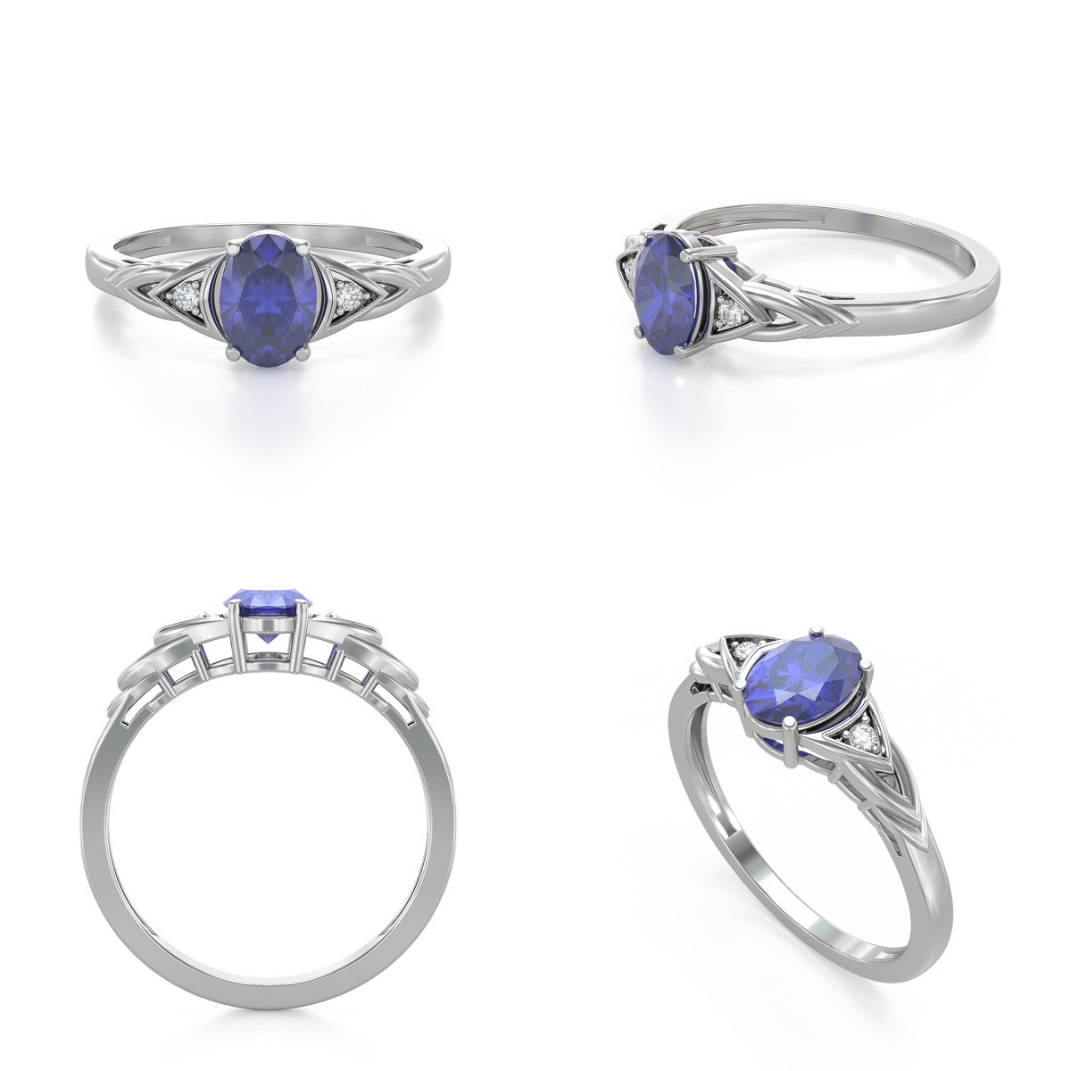 Bague ADEN Tanzanite et diamants sur Argent 925 2grs