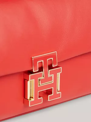 Bolsa transversal de couro com fecho de pressão