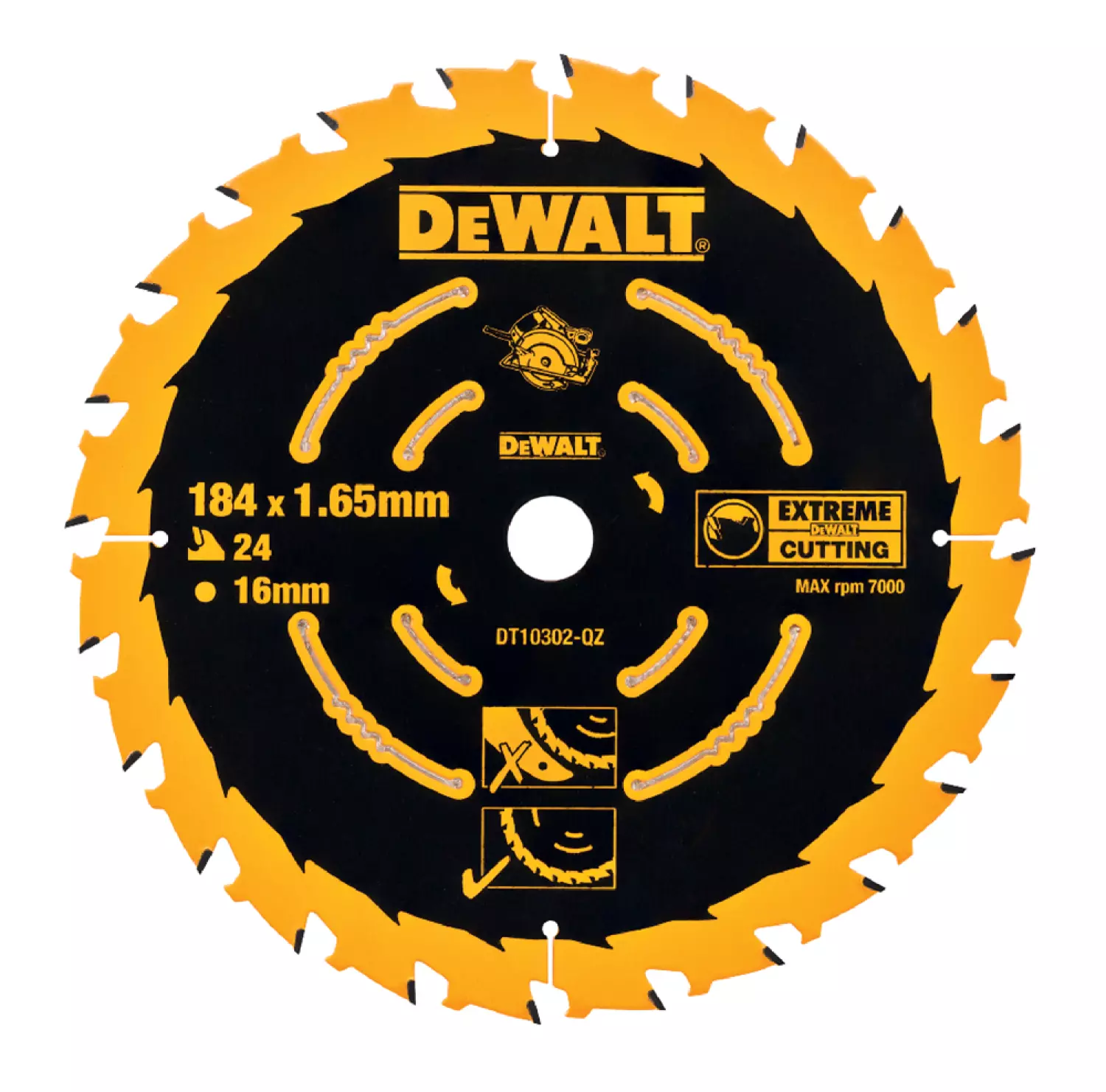 DeWALT DT10302 Extreme Cirkelzaagblad - 184 x 16 x 24T