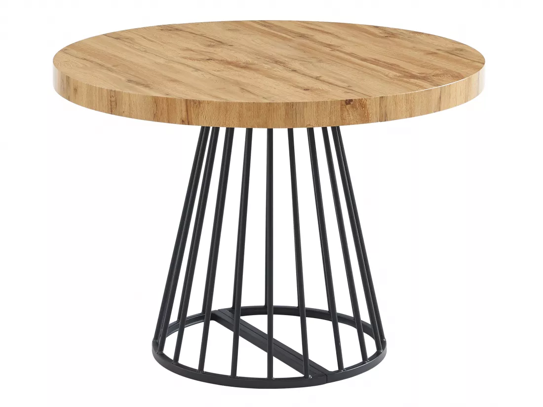 Table à manger extensible 2 à 12 personnes en MDF et acier - Naturel et noir - FIRELA