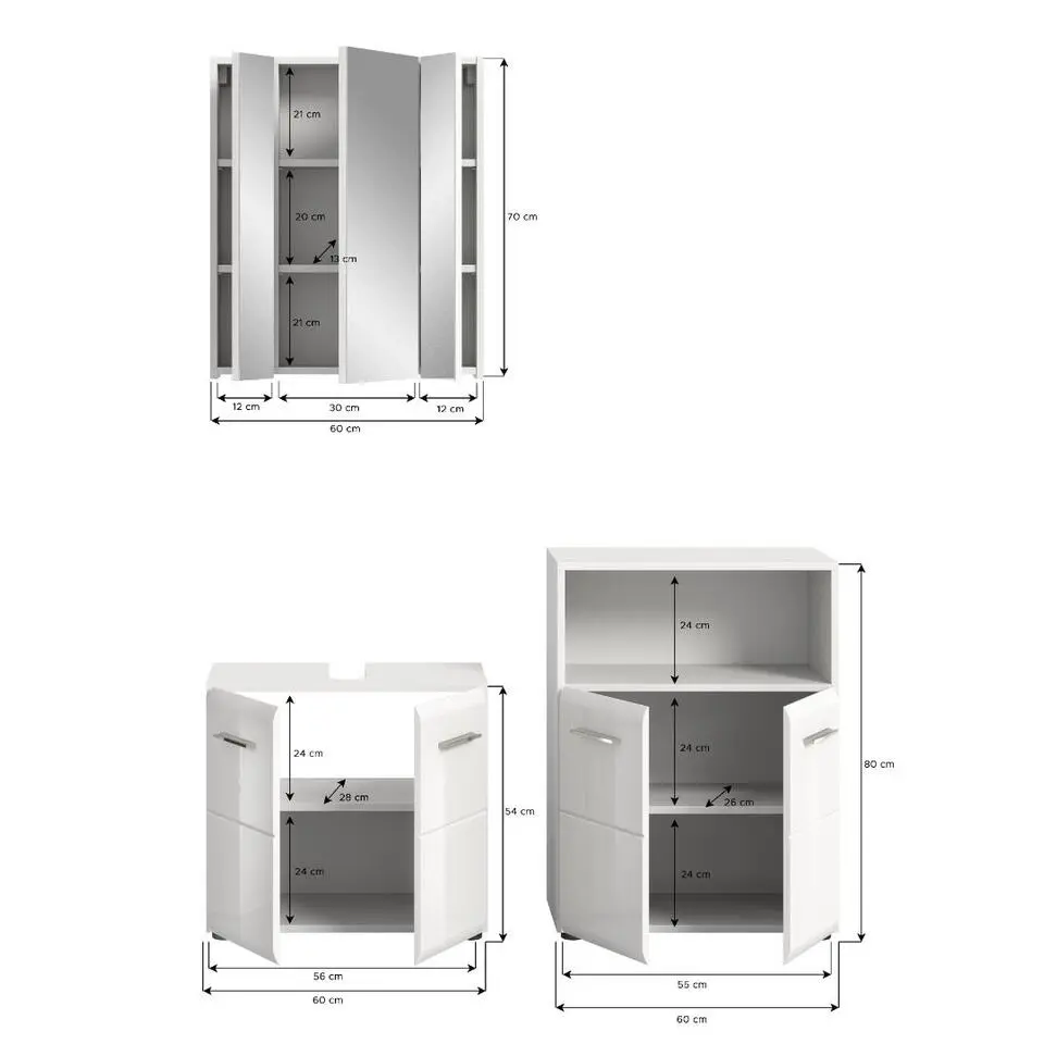 Hioshop Ice badkamer I66 wit hoogglans- wit