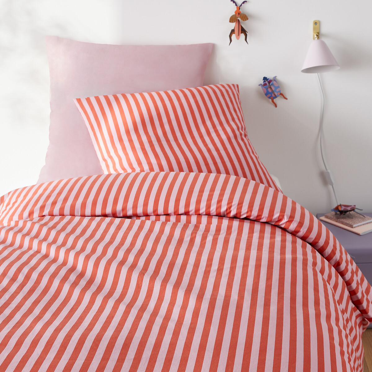 LA REDOUTE INTERIEURS<br>Conjunto de cama 50% algodão reciclado, rosa Sacha