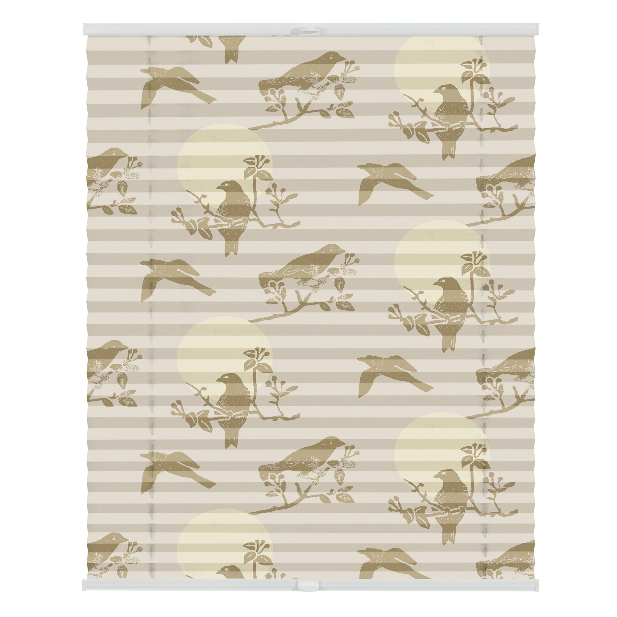 Lichtblick Plissee Klemmfix, ohne Bohren, blickdicht, Moon Birds - Beige