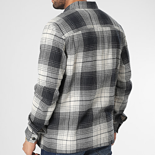 Chemise Manches Longues A Carreaux Baz Beige Bleu Marine