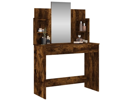 VIDAXL - Coiffeuse avec miroir chêne fumé 96x39x142 cm