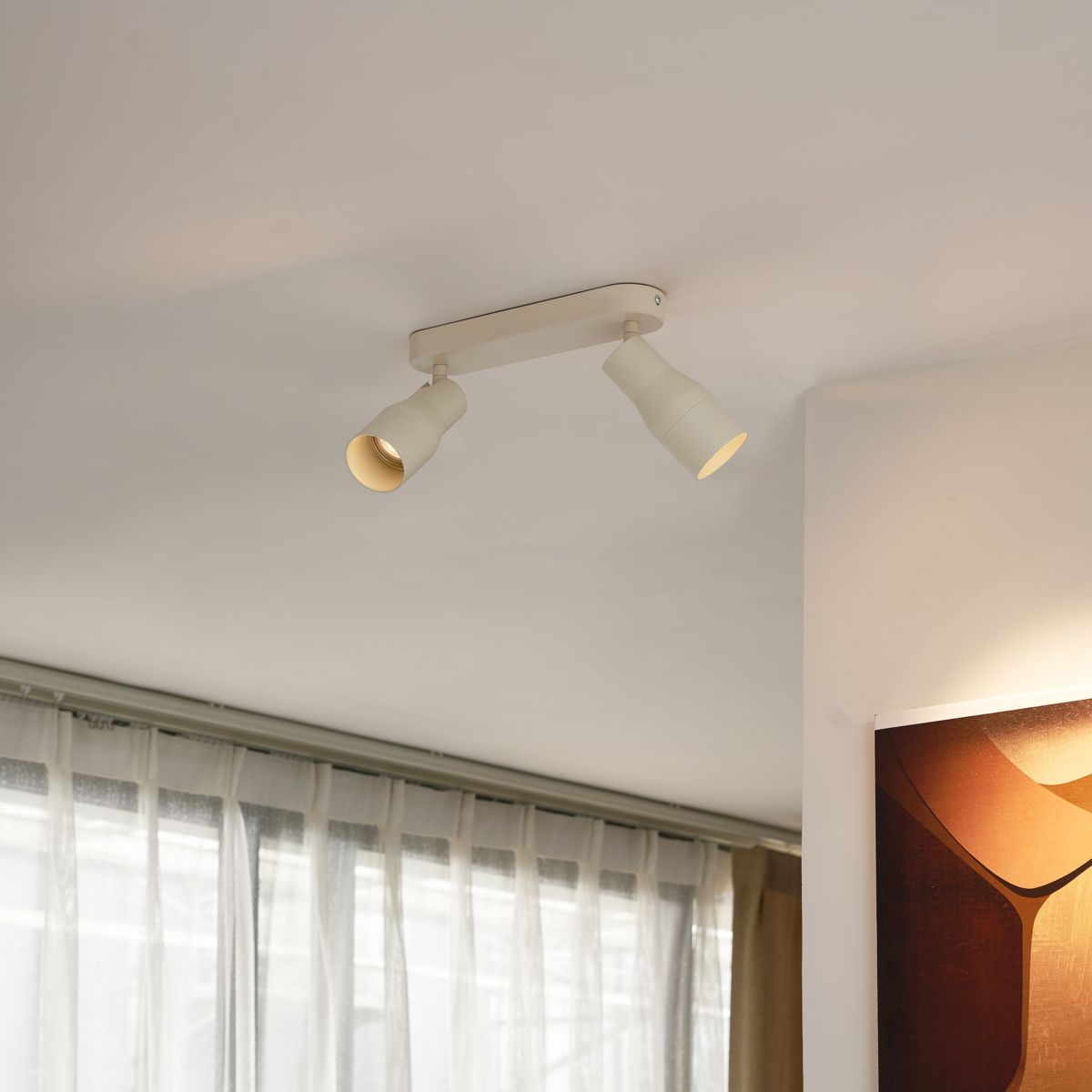 Afgeronde plafondspot beige GU10 50mm 2-lichts - Stanley