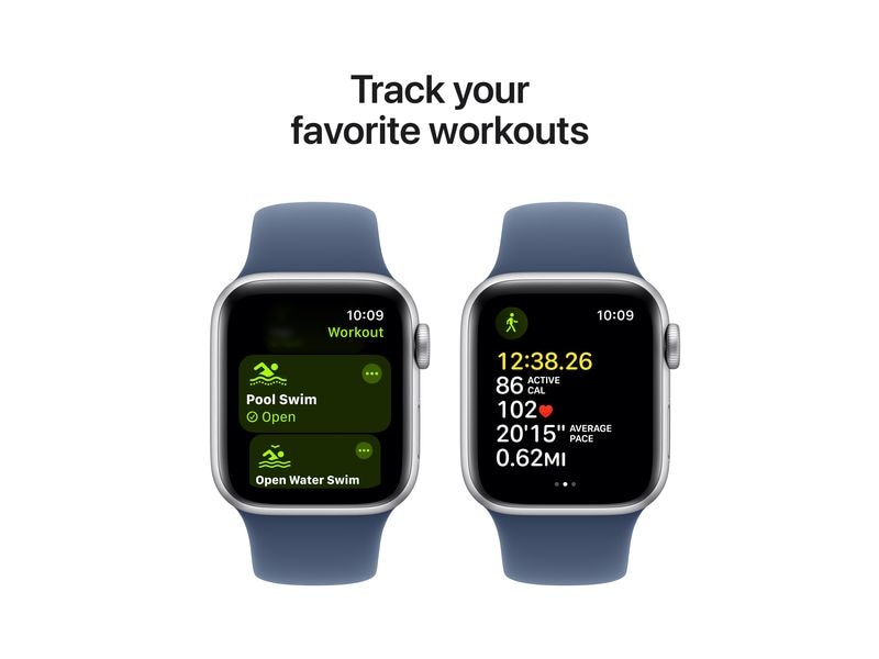 Apple Watch SE 2024 40 mm GPS Silver Denim Sport Band M/L Kann schön viel. Für ganz schön wenig.