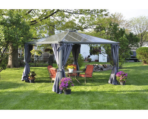Palram Paviljoen – Canopia Palermo Premium 3600 Tuinpaviljoen incl. gordijnset 360 x 360 cm antraciet
