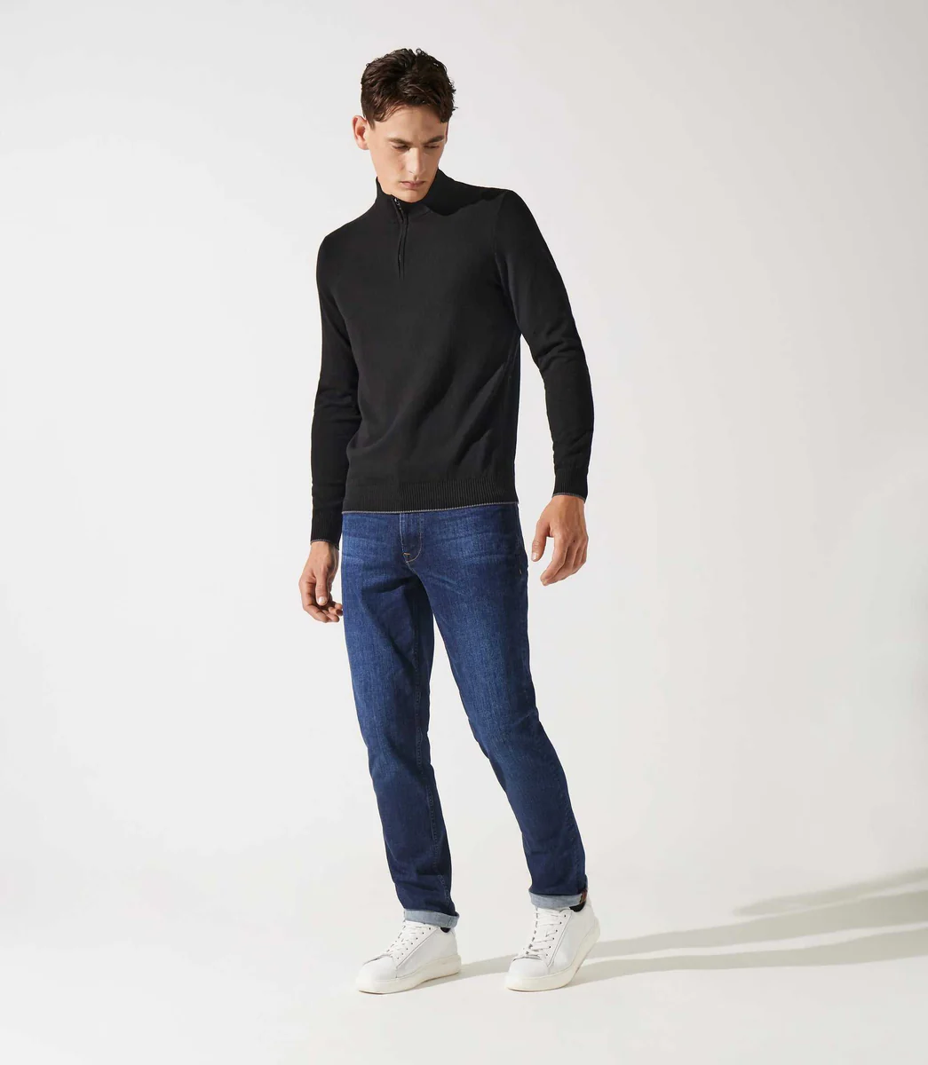 Pull col zippé camionneur noir