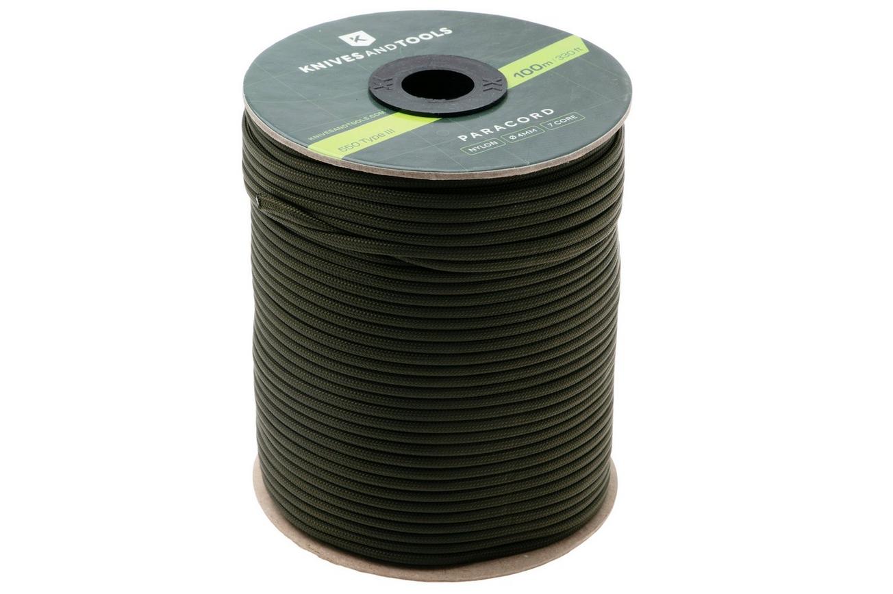 Knivesandtools 550 Paracord Type III, Army Green, 330ft (100 m)