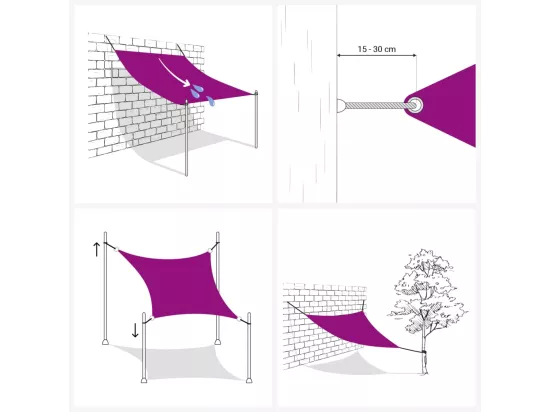 Voile d'ombrage 160 g/m² rectangulaire bleu 3x4,5 m PEHD
