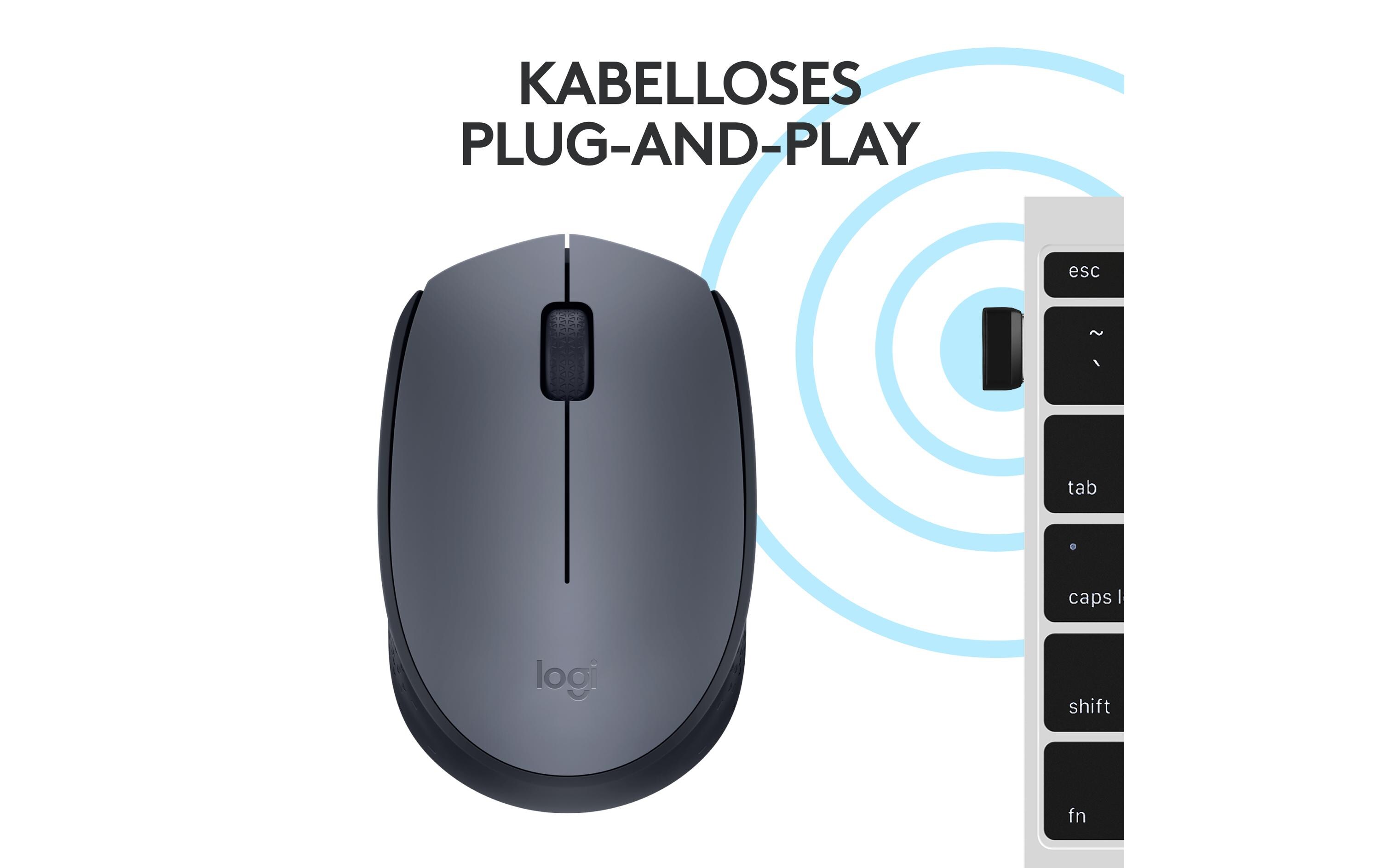 Maus M170 , kabellosKleine 3-Tasten-Wireless-Maus für Links- & Rechtshänder mit bis zu 12 Monaten Batterielaufzeit