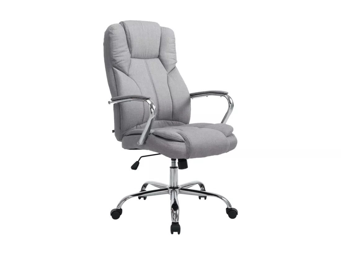 Chaise de bureau - Tissu & Métal chromé - Gris - XXL Xanthos