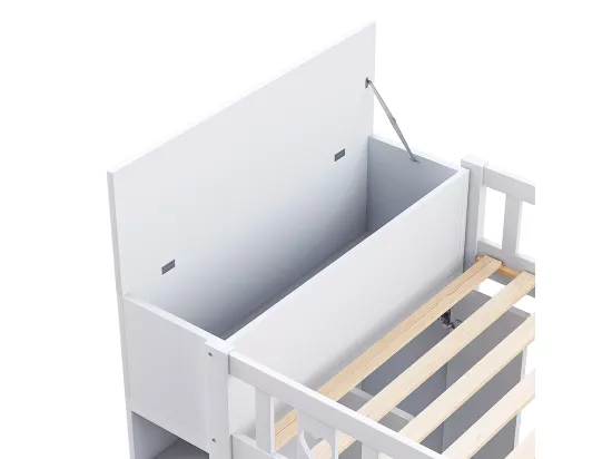 Lit mezzanine 90x200 échelle de rangement étagères armoire de rangement pliable pour le revêtement balustrade Blanc