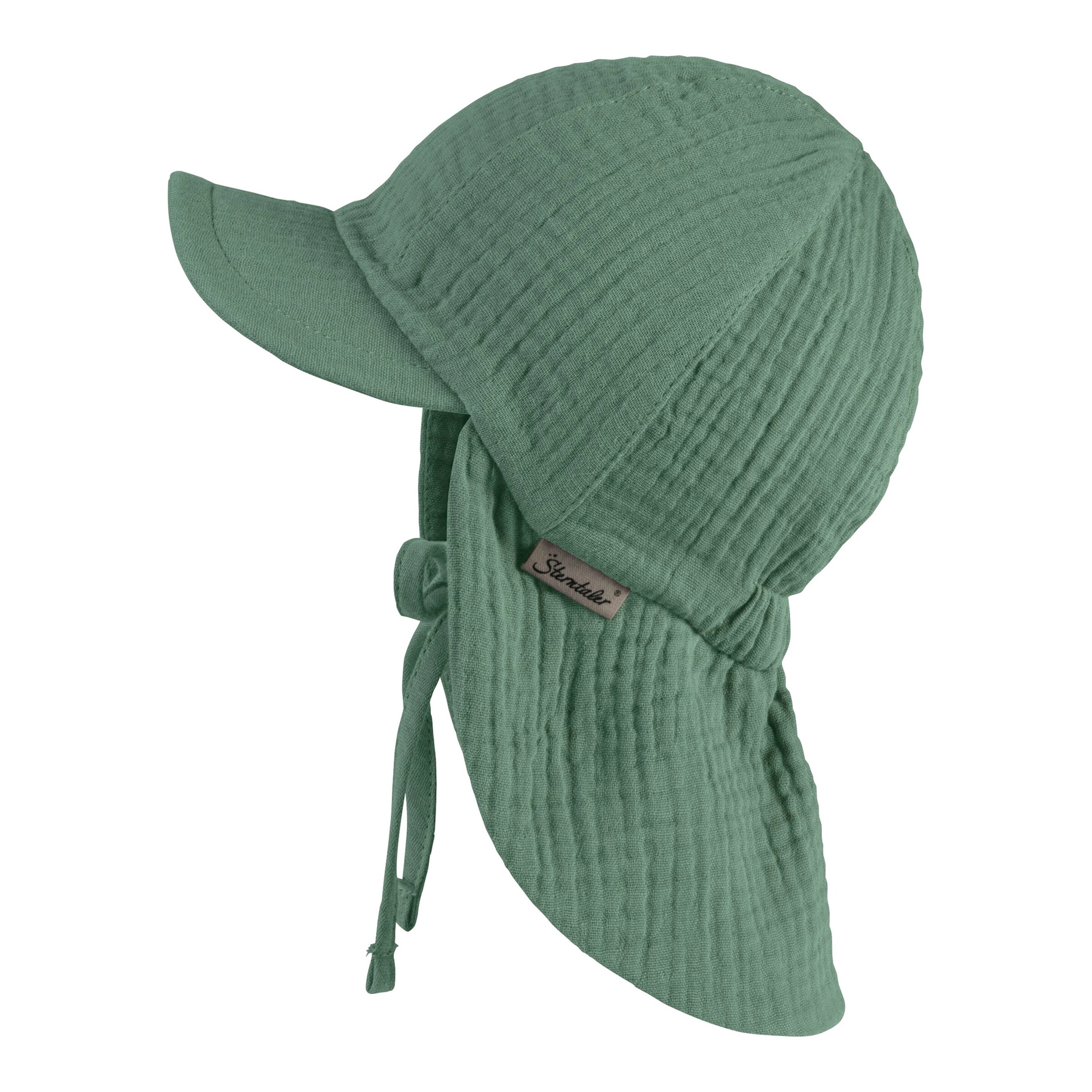 Sterntaler Musselin-Schirmmütze mit Nackenschutz grün