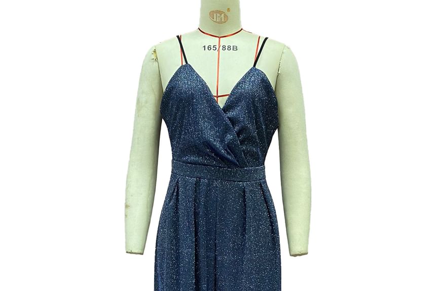 Lexama - Spaghettibandjes V-hals jumpsuit met wijde pijpen
