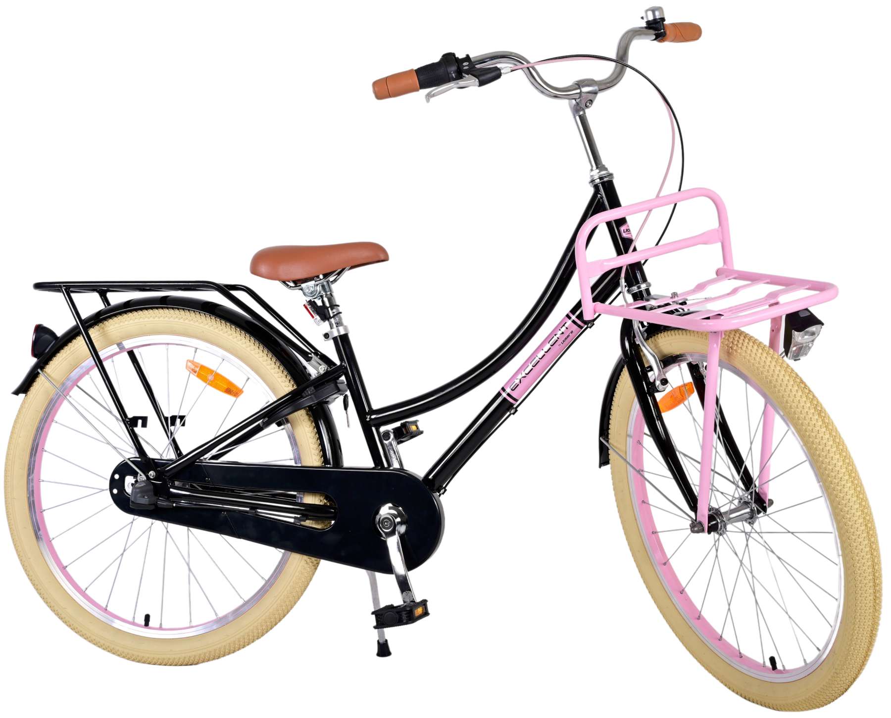 TPFSports Excellent Kinderfahrrad - Mädchen - 24 Zoll - 3 Gänge - Rücktritt + Handbremse - Schwarz