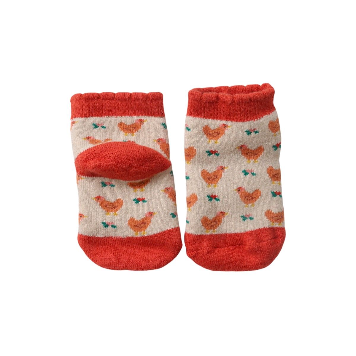 Chaussettes poules 0-6 mois - La petite poule rousse Roodoudou