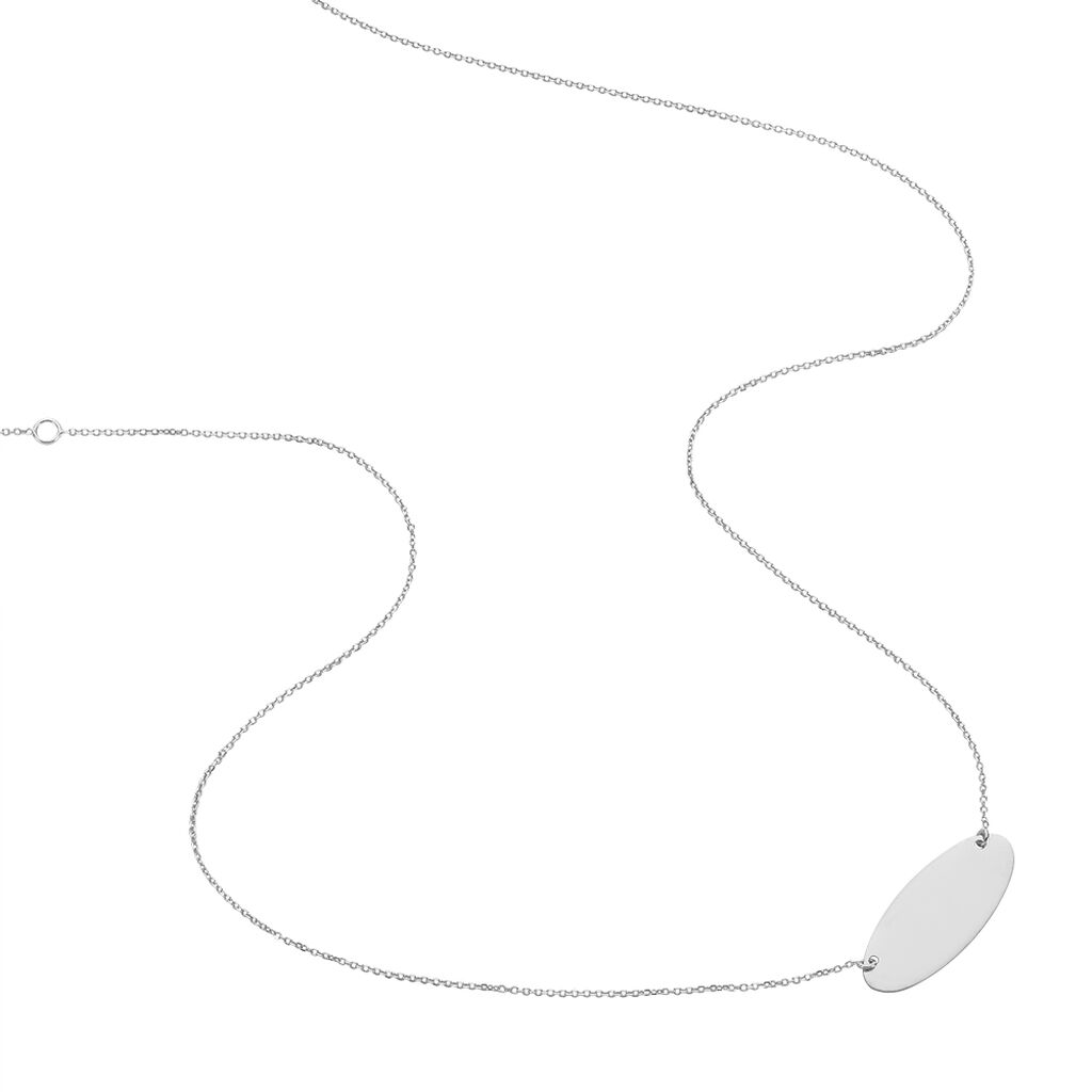 Collier Ovale Gravable Or Blanc