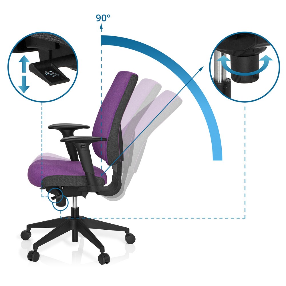 Profi Bürostuhl PRO-TEC 500 Stoff mit Armlehnen (höhenverstellbar) hjh OFFICE
