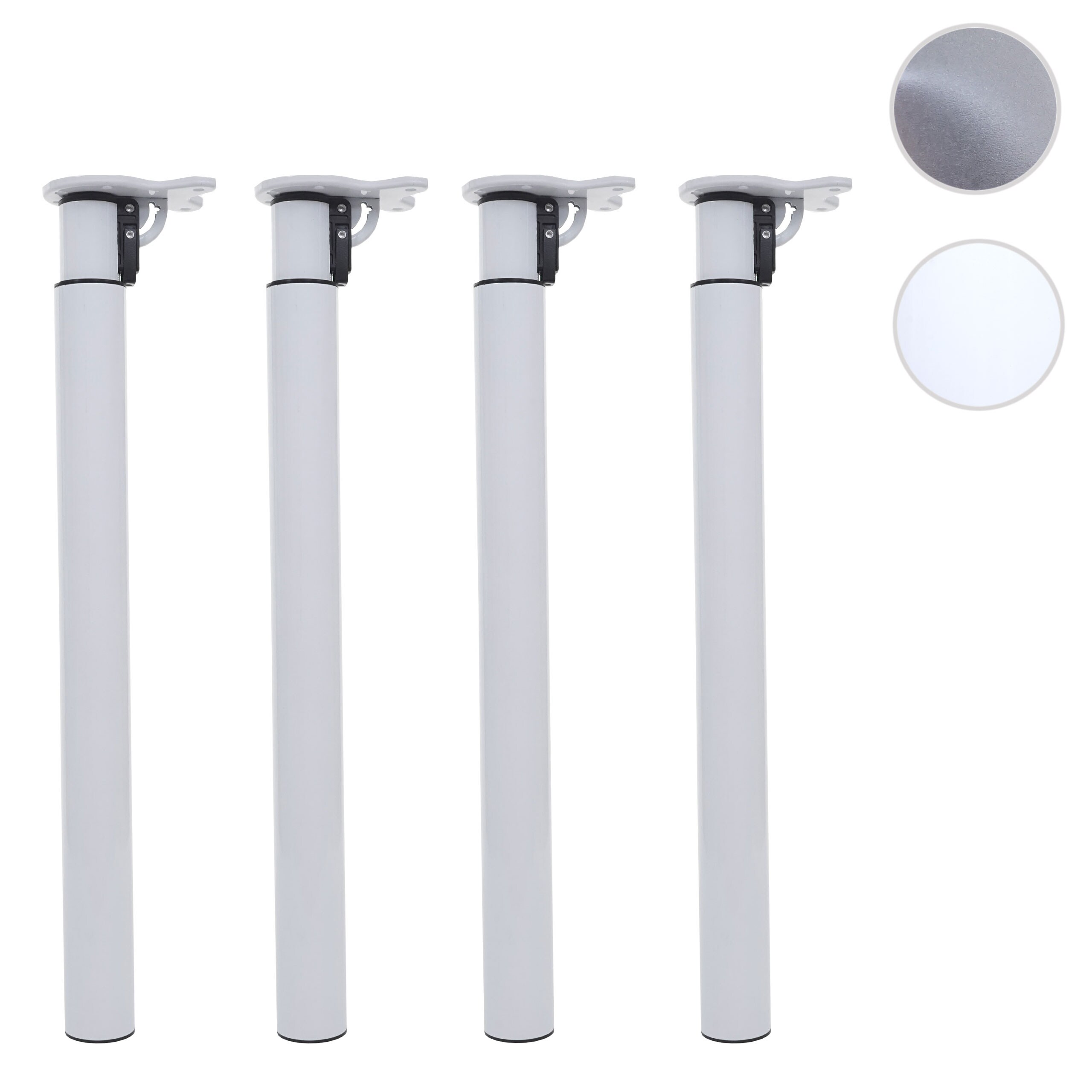 4er-Set Tischbein MCW-H35, für Schreibtisch Esstischfuß, klappbar Drehmechanismus höhenverstellbar 70-110cm ~ weiß