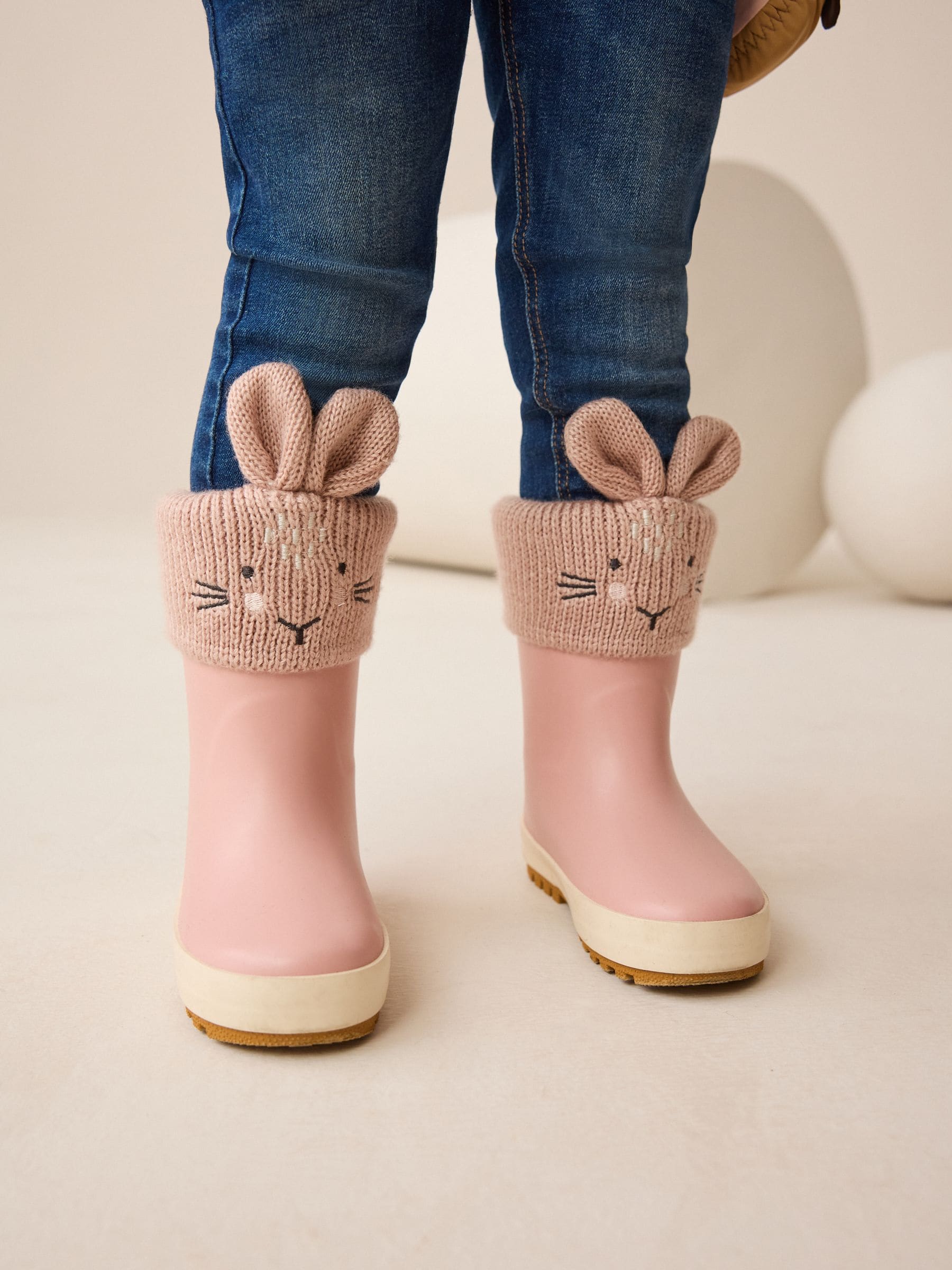 Roze met konijnen - Lined Cuff Wellies