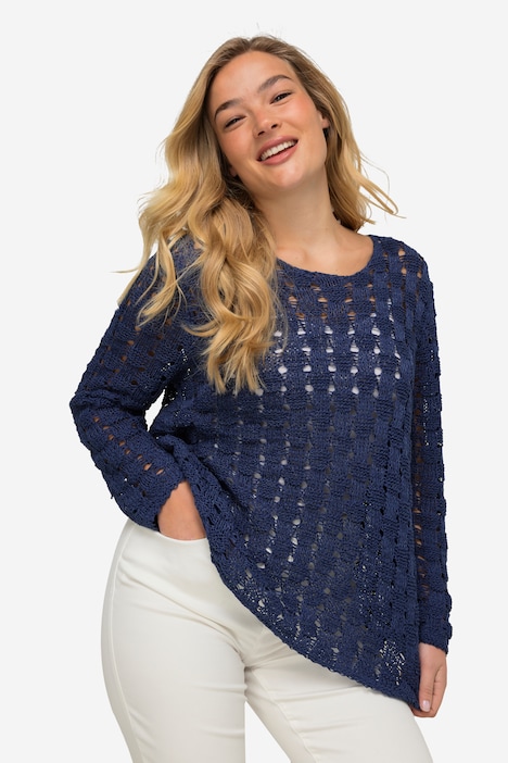 Pullover, Strukturstrick, Bändchengarn, Langarm