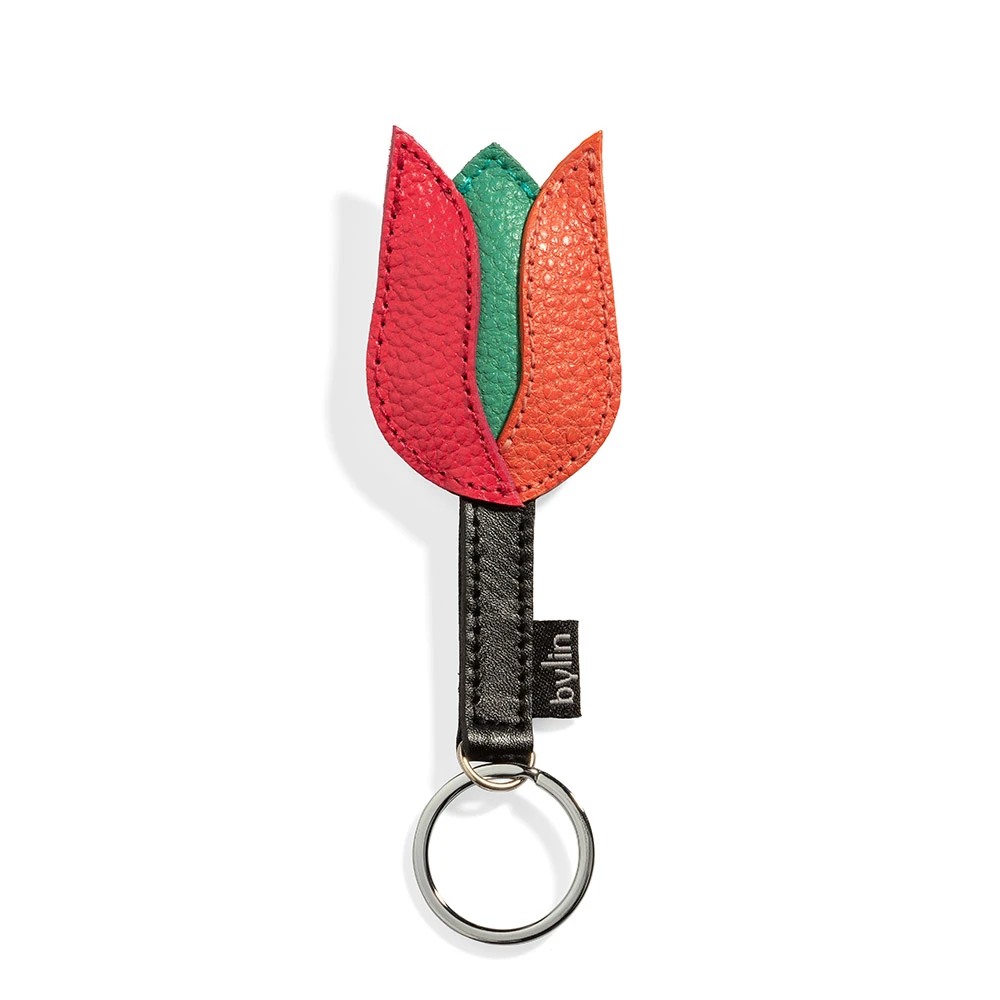 Tulip Keyring Structure Leather Bubblegum Pink-Mint-Salmon